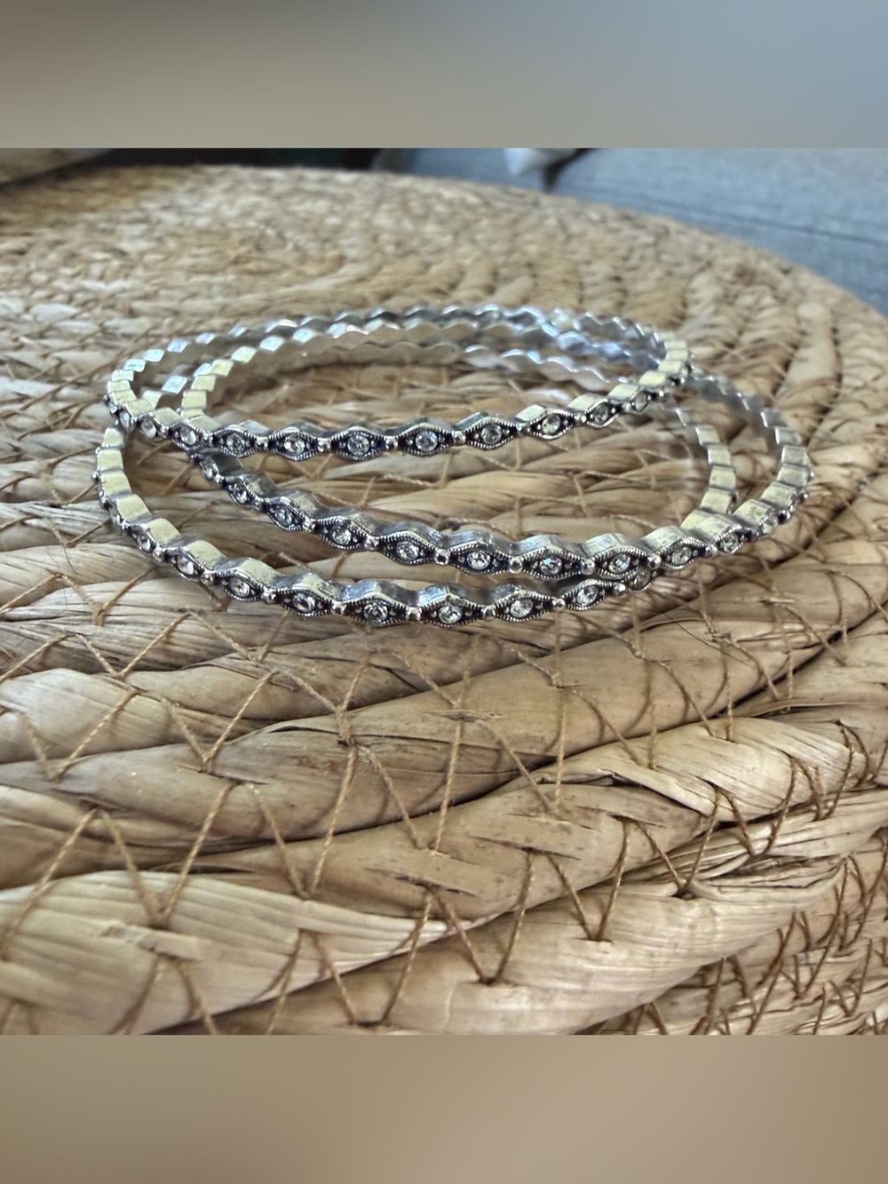 BRIGHTON Andromeda Set of 3 Bangle Bracelets Silver Swarovski Crystal NWOT